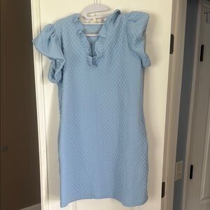 Entro Blue Flutter Sleeve Sheath Dress